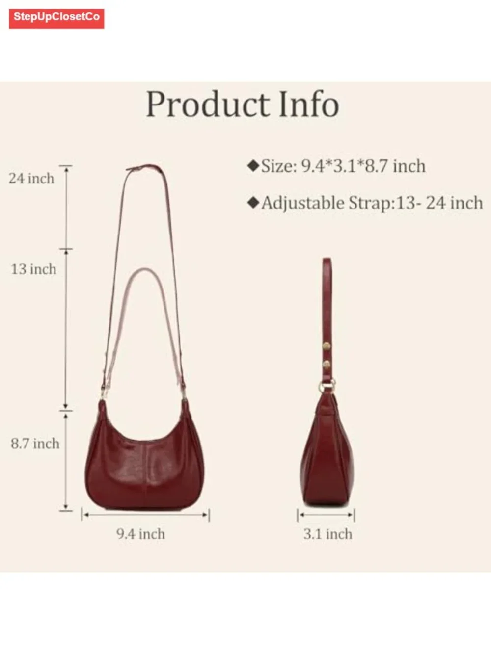 Small Crossbody Bag for Women Retro Hobo Vegan Leather Shoulder Purse